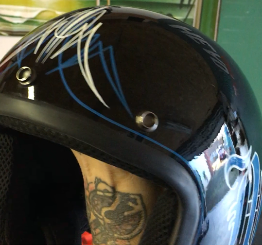 custom pinstriped helmet
